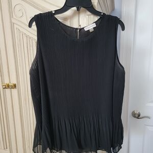 Calvin Klein Sleeveless Black Pleated Peplum Blouse